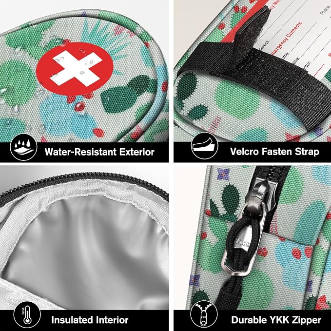 SITHON EpiPen Medical Carrying Case Insulated Medication Organizer Bag | Emergency Medical Travel Pouch Holds 2 EpiPens, Asthma Inhaler, Anti-Histamine, Auvi-Q, Allergy Medicine Essentials
