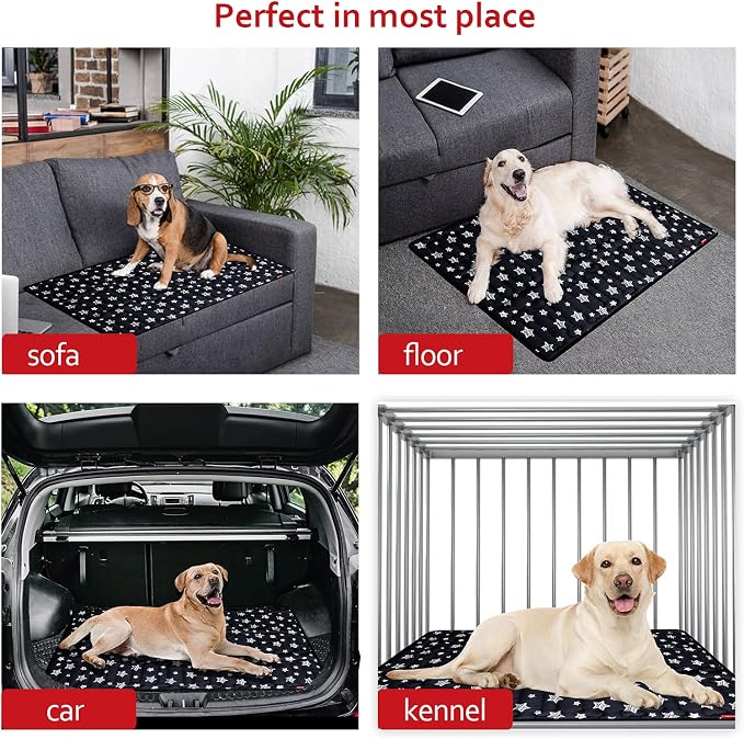 Dog Crate Mat (36" X 23"), Soft Dog Bed Pad Mat with Cute Prints | Personalized Crate Pad, Anti-Slip Bottom, Machine Washable Kennel Pad