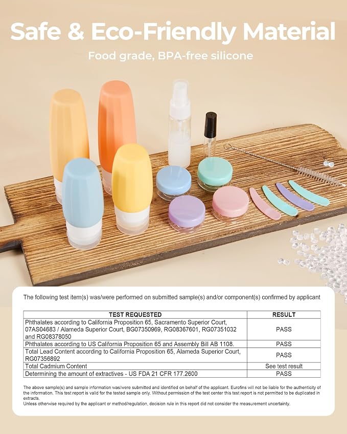 BAGSMART 18 Pack TSA Approved Travel Bottles for Toiletries, Leak Proof Silicone Travel Size Containers Bottles for Shampoo, Soft Pastel
