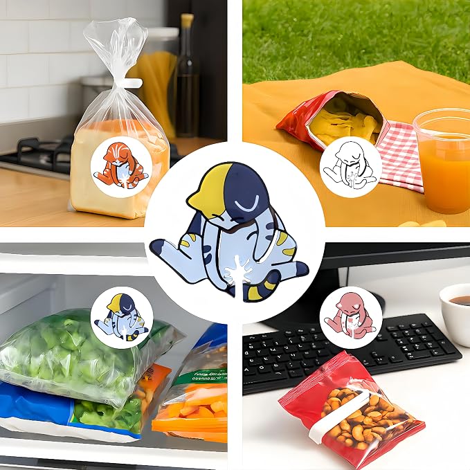 Cat Shaped Bread Clip Funny 3D Printed Bag Sealer for Cat Lovers Kitchen Organizer Cute Food Storage Bag Holder Quirky Home Gift for Pet Owners Multiple Colors (Three Flowers)