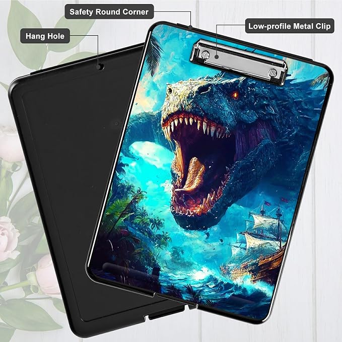 Ocean Dragon A4 Clipboard with Storage Pen Holder, Clipboards Organizer Nursing Clipboard Foldable File Folder Plastic Clipboard Folio Clip Board for Office Students Classroom Doctor