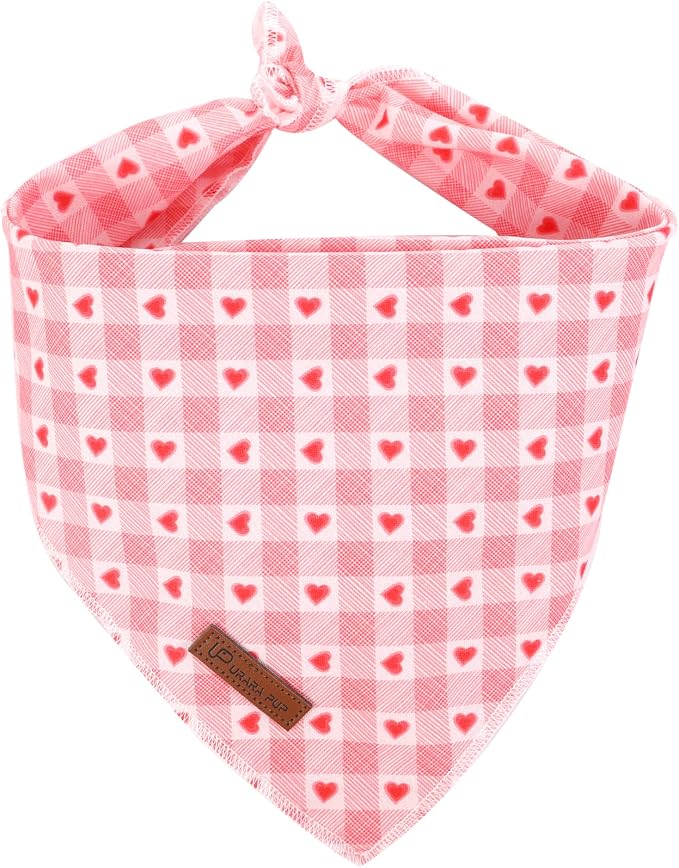 Valentine’s Dog Bandana, Valentine Triangle Bid Scarf for Girl Boy Small Medium Dogs or Cats, Adorable Puppy Wedding & Valentine’s Bandana, Cute Soft Cotton Pet Kerchief
