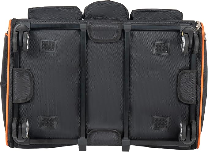 2 in 1 Collapsible Travel Dog Crate for Medium Large Dogs, Rolling Pet Carrier with Wheels, 3-Door Portable Folding Pet Kennel with Mesh Windows, Indoor Outdoor Travel Use (24" Black)