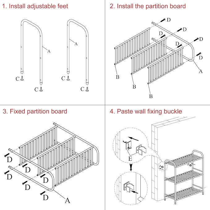 JSB 3-Tier Adjustable Shelving Unit, Heavy Duty Storage Rack Organizer Metal Corner Shelf for Kitchen Living Room Laundry Pantry Bathroom (White, 3 Tier)…