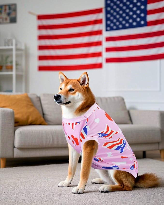 PET SHOW 4 Pack 4th of July Dog Shirts for Large Dogs Boy Girl | Patriotic t-shirts for dogs,polyester,US flag sleeveless vest, independence day holiday clothes tank top,XL