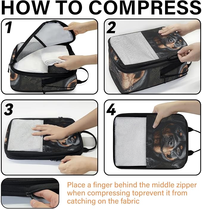 TropicalLife Funny Bernese Dog 6 Set Compression Packing Cubes | Travel Accessories Expandable Packing Organizers Space Saver Bags for Organizing Clothes