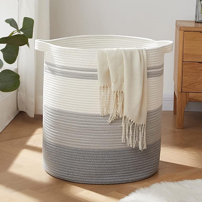 OIAHOMY 80L Laundry Basket Laundry Hamper Nursery Hamper Gradient Gray | Tall Dirty Clothes Hamper with Handle,Blanket Basket,Decorative Basket for Living Room,Storage Basket,Toy Storage