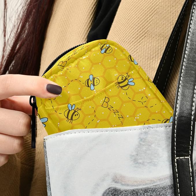 Pill Case 7 Day Pill Organizer Bees Honeycombs Travel Pill Case Portable Weekly Pill Box Bag Container Vitamin Supplement Holder with Zipper for Family Business