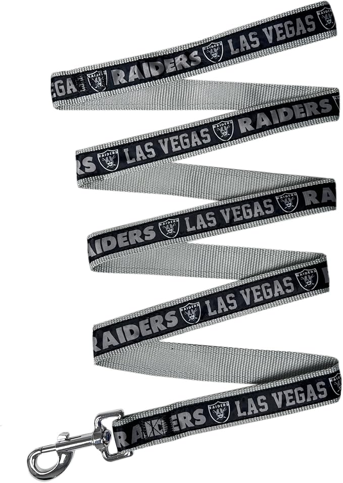 NFL PET Las Vegas Raiders Dog Leash, Small Football Team Leash for Dogs & Cats - Shiny & Colorful, Licensed by The NFL
