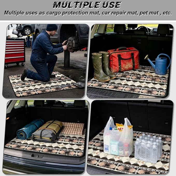 Howilath Ethnic Aztec Tribal Trunk Liners for Cars All Weather Car Cargo Liner Universal Rear Trunk Protection Non-Slip Vehicle Interior Accessories