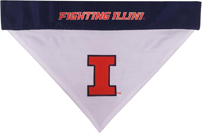 Pets First Collegiate Pet Accessories, Reversible Bandana, Illinois Fighting Illini, Large/X-Large
