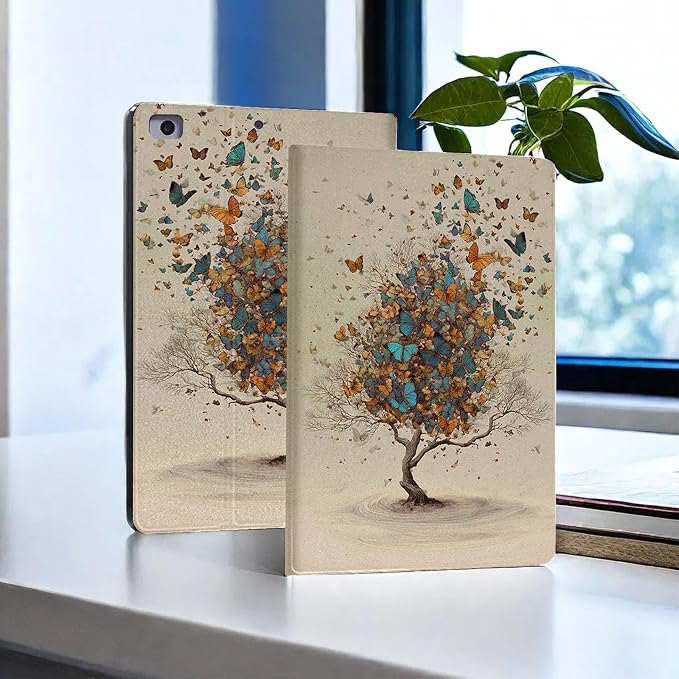 for Microsoft Surface Pro X/Pro X Plus-13 2019/2020/2021/2024 Tablet Case,Auto Wake/Sleep,Adjustable Stand Protective Cover - Butterfly Tree Art