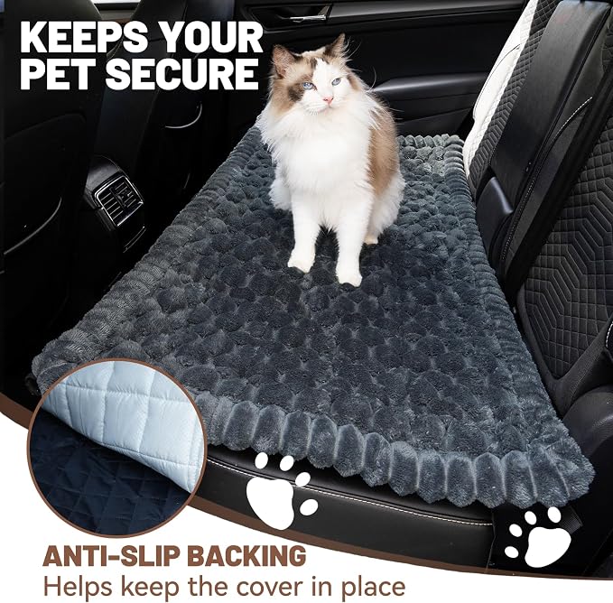 Dog Bed for Car Back Seat, Waterproof Dog Blanket for Car, Dark Grey | Dog Bed for Car, Back Seat Dog Bed, Washable & Non-Slip Travel Pet Mat for For the Back Seat and Trunk, Fits Car, Truck & SUV