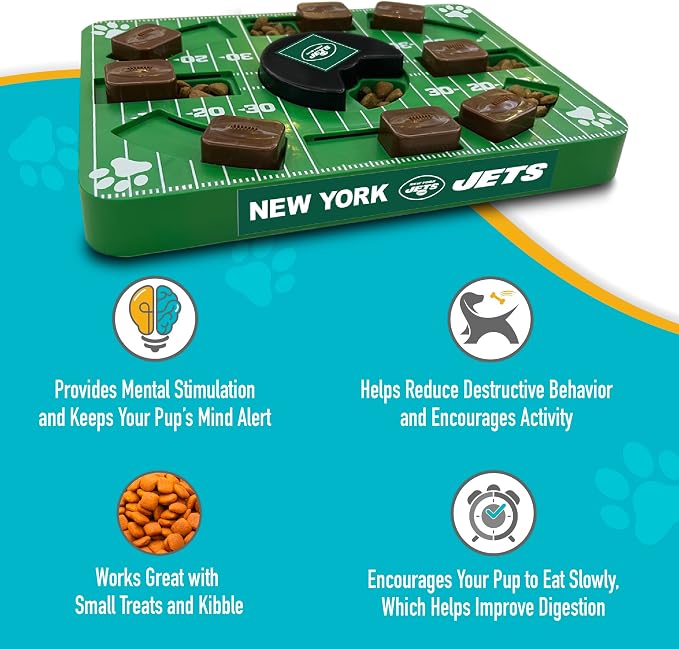 Pets First NFL NEW YORK Jets Puzzle Toy, Puzzle Treat Dog Toy, Interactive Dog Treat Toy, Dog Puzzle