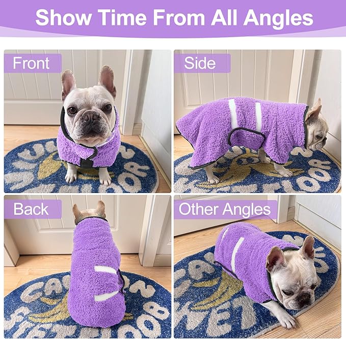 Dog Bathrobe Super Absorbent Dog Towels Large Quick Drying Robes for After Bath Soft Adjustable Warm Keeping Dogs Towel(S-XXL)
