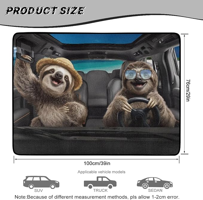 Funny Driving Animal Car Trunk Mat Universal Size 29" x 39", Funny Sloth Cargo Liner Suitable Picnic Camping Auto Protective Mat, Trunk Liner for Families/Travel Enthusiasts