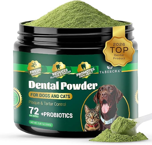 Probiotic Dog Dental Powder - Plaque Off Powder - Dog Teeth Natural Cleaning Powder - Dogs Breath Freshener - Enzymes & Probiotic with Tartar and Plaque Off - Pets Tooth Cleaning- 150g/5.3 oz