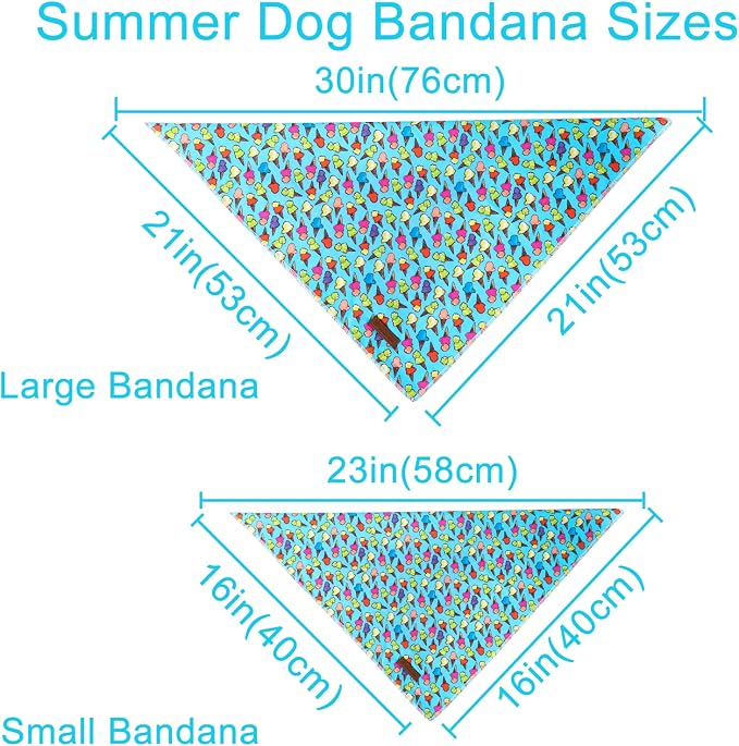 Summer Dog Bandana, Hawaii Bandana for Medium Large Dog, Cute Blue Puppy Bandana, Cotton Adorable Pet Triangle Bid Scarf Kerchief for Girl Boy Dogs