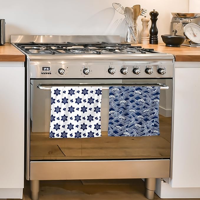 Kitchen Towels Set of 2 - Japanese Style Dish Towels for Kitchen Drying, Cute PatternTowels Soft Absorbent Dish Cloths for Cleaning, Home Decor Housewarming Gifts