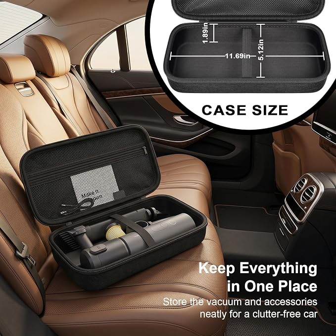 ANKHOH Hard EVA Case for HOTO for Voice-Tank 4-in-1 Car Vacuum Air Duster | Protective Storage Organizer,for Auto Detailing & Office Keyboard Cleaning Kit, Fits Mini Vac & Accessories,Black