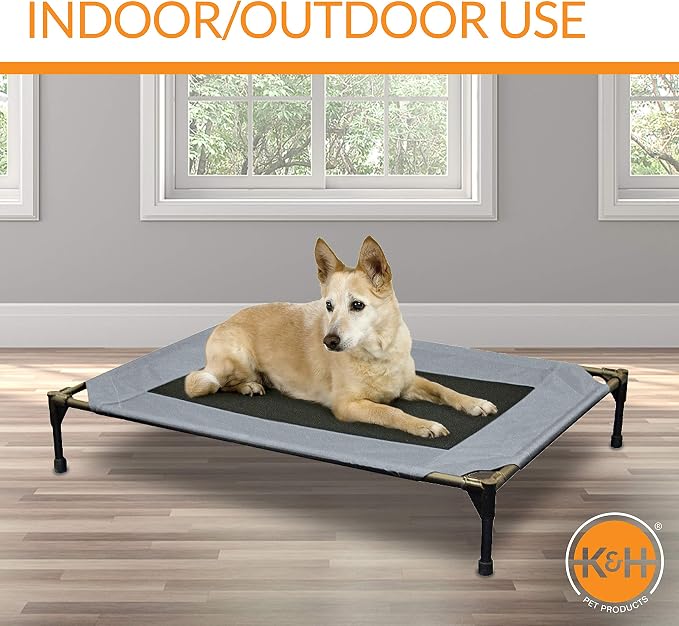K&H Outdoor Elevated Dog Bed, Cooling Raised Dog Bed, Medium 32x25in, Gray