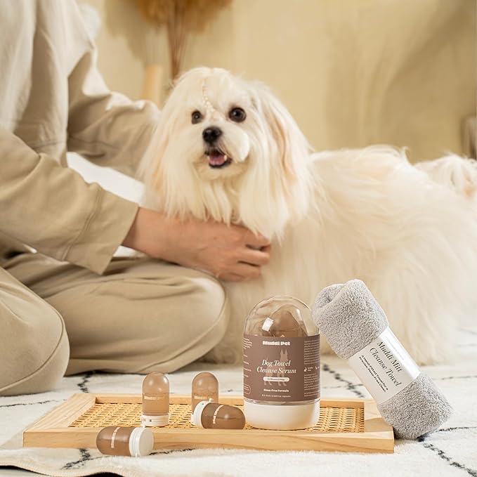 Dog Concentrated Waterless Rinse-Free Shampoo & Conditioner – DIY Dry Shampoo Spray or Towel Cleanse for Dogs - Sensitive Skin, Stress & Itch Relief – 98.65% Naturally Derived - 8x10ml