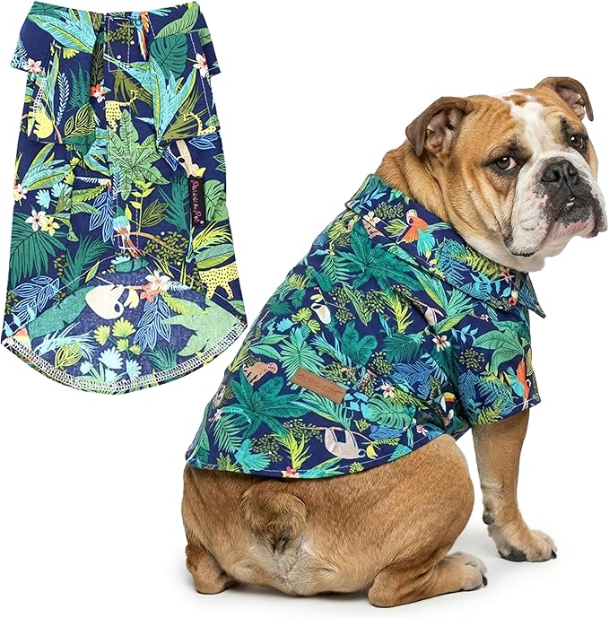 Parisian Pet Amazonia Dog Shirt - Cotton Clothes for Large Dogs - Stylish Tropical Dog Outfit - Lightweight and Soft Puppy Clothes - Trendy Tshirts for Dogs - Comfortable Summer Pet Apparel