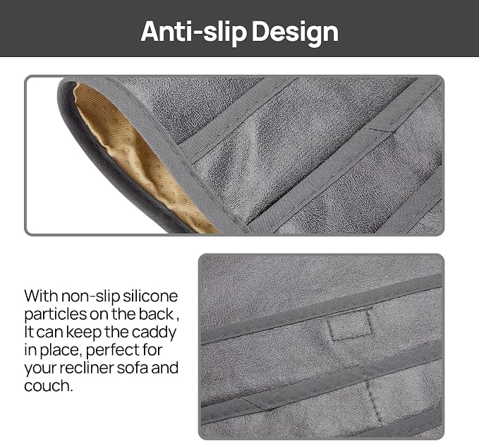 Teniux Remote Control Holder GRS Certified Armrest Organizer with 6 Pockets for recliner couch sofa, Recycled Material Armchair Caddy for Smart Phone, Book, Magazines, Ipad(Dark Grey)