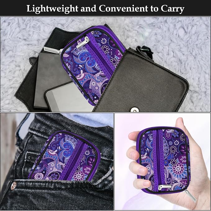 Serfeymi Weekly Travel Pill Organizer Pill Case for Purse with Removable 7 Day Pill Box, Fashionable Travel Medicine Organizer Pill Container for Medicine, Vitamin, Supplement - Green 01 + Purple 01