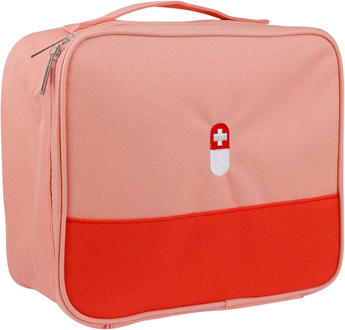 First Aid Bag, Empty Medical Supplies Organizer Bag Trauma Kit for Traveling Hiking Camping Backpacking Cycling, Pink