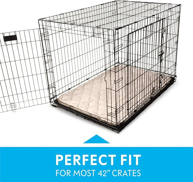 Paw Inspired Washable Padded Crate Mats for Dogs, Beige, 41x28 Inch | Fits 42-inch Kennels, Leakproof, Waterproof Bottom, Plush Dog Pad, Pet Bed
