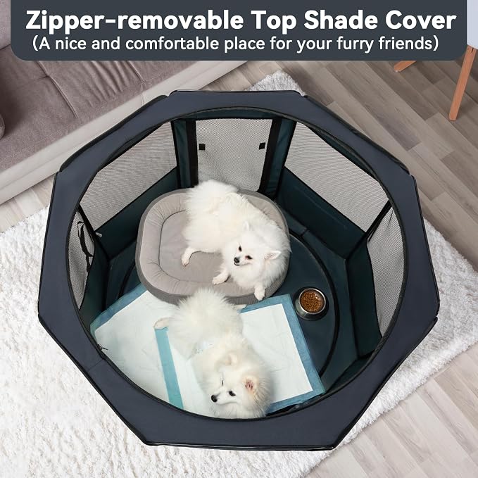 PETSFIT 45.5" Dog Playpen with Dual Zipper Doors | Sturdy Foldable, For Large & Medium Dogs, Removable Mesh Top, Leakproof Bottom