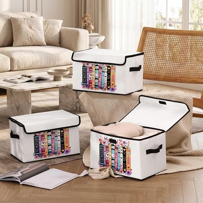 Stackable Clothes Storage Bins with Lids 3 Pack | Closet Organizers, Fabric Box, For Blanket Clothes, Under Bed Storage Containers
