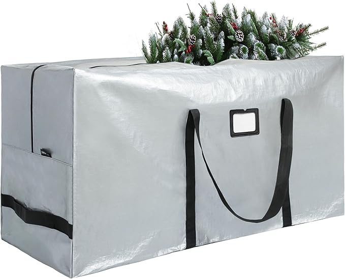 Large Christmas Tree Storage Bag Heavy Duty 9 Ft (Gray) | Protects From Moisture & Dust, Holiday Storage, Alternative To Tree Storage Box