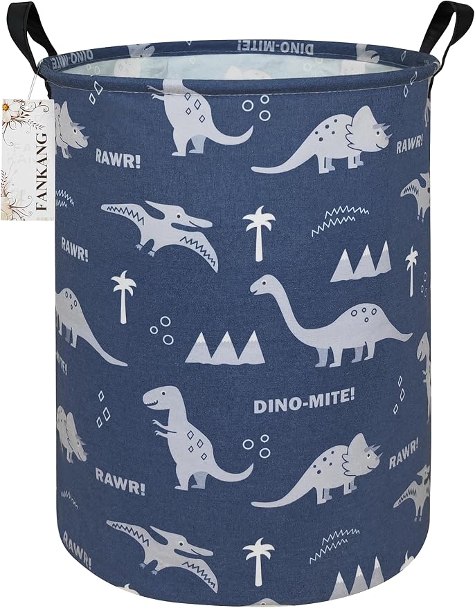 Storage Bin Foldable Nursery Organizer Basket Blue dinosaur | Foldable with Waterproof PE Coating Organizer Bin for Kids Boys and Girls,Office,Bedroom,Clothes