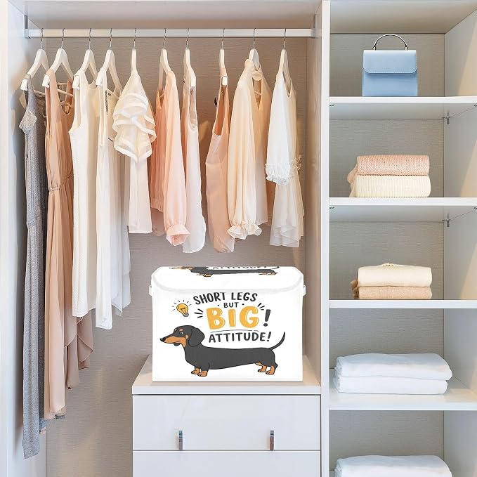 Dog Canine Storage Bins with Lids Closet Bedroom 40L Storage Basket | Decorative Storage Boxes, Foldable & Stackable, Dust-Proof Flip Top, Reinforced Handles, For Home & Dorm, Clothes & Toy Box