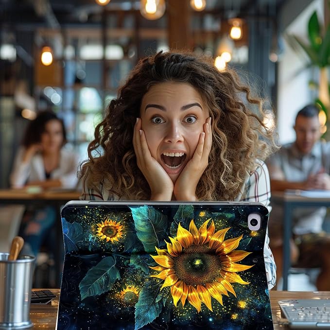 for Microsoft Surface Go 4/3/2/1-10.5" 2021 Tablet Case,Auto Wake/Sleep,Adjustable Stand Protective Cover - Starry Sunflower