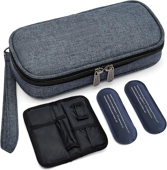 apollo walker Insulin Cooler Travel Case with Ice Packs and Insulation | TSA Approved Includes 2 x 90g ice packs for 9-hour cooling insulin pens & syringes for Diabetics to Carry (Blue)