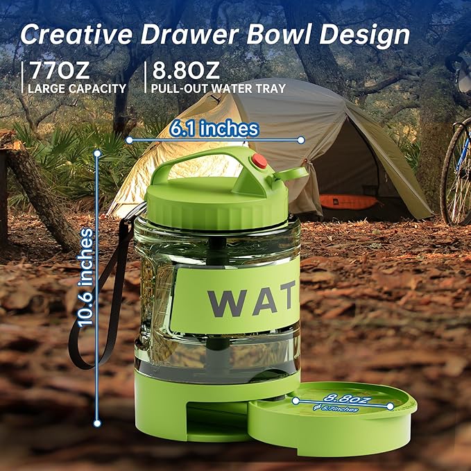 77oz Dog Water Dispenser, 2.2L Large Portable Dog Water Bottle with Pull-Out Drinking Bowl, BPA Free Leak-Proof Pet Travel Water Container for Camping, Hiking, Beach, Car Travel Essentials