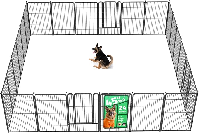FXW Rollick Dog Playpen, Indoor, Yard & RV Camping, 45" H, 24 Panels | Easy setup, Heavy-duty, DIY layouts, for Large Dogs, Patented