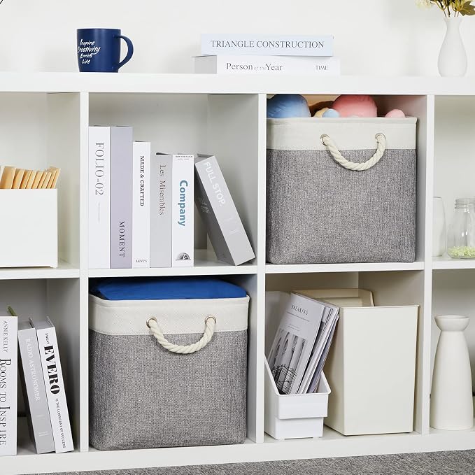 Large Fabric Collapsible Cube Storage Baskets for Organizing 16x12x12 | Storage Bins for Organizing Fabric Collapsible Organizer Baskets