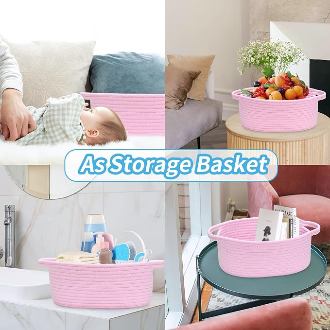 ABenkle Small Woven Easter Basket with Handle, 12x8x5 inches, Durable Storage Basket, Gift Wrap Ready with Ribbon