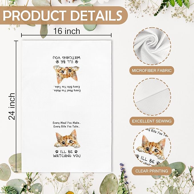 Funny Orange Tabby Cat Kitchen Towels Accessories Decor, Orange Tabby Cat Towels Gifts for Women Men, Every Meal You Make Every Bite You Take Dish Hand Tea Towels for Kitchen, 16x24 Inch
