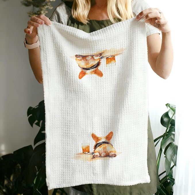 efgthyjdh073 Funny Corgi Kitchen Towels Decorative, Corgi Butt Gifts Hand Tea Towels for Kitchen Bar Cart, Dog Lover Mom Gifts Dish Towel Dishcloth, 16x24 Inch