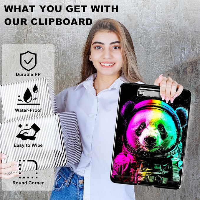 Planet Panda A4 Clipboard with Storage Pen Holder, Clipboards Organizer Nursing Clipboard Foldable File Folder Plastic Clipboard Folio Clip Board for Office Students Classroom Doctor