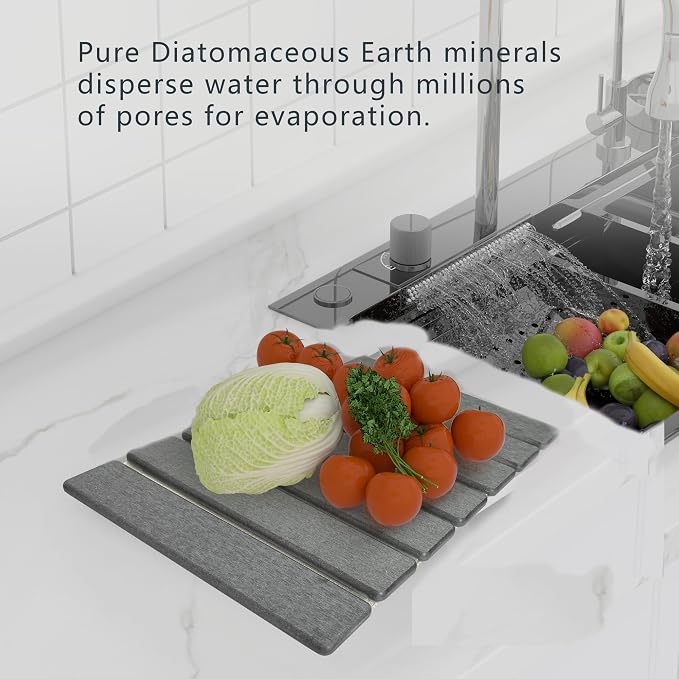 Stone Drying Mat of Kitchen Counter, Water Absorbent Diatomite Bath Mat