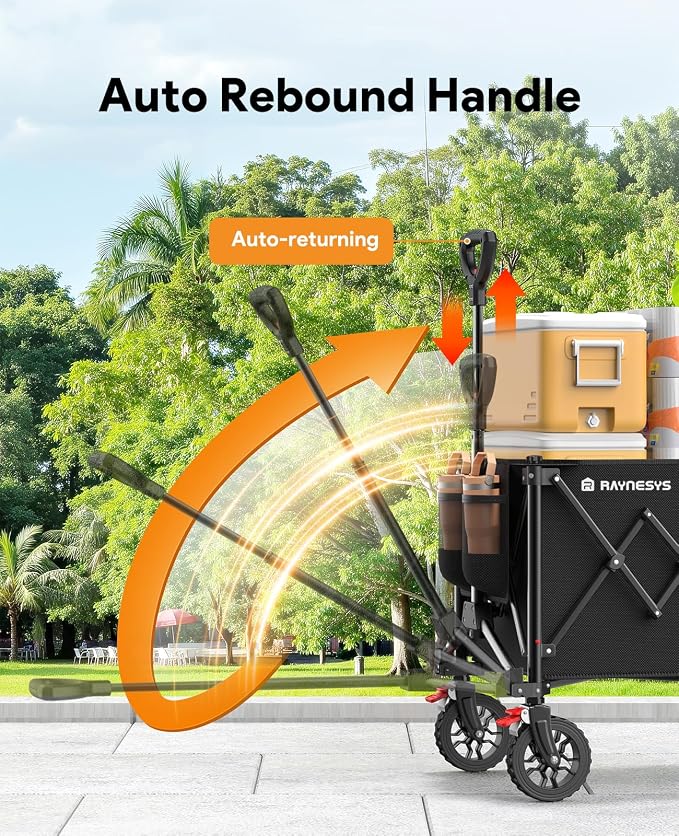 Collapsible Wagon Cart with Wheels, 440LBS for Grocery Shopping Camping | 200L Capacity Wagons Carts Foldable,Heavy Duty Foldable Wagon,Portable Utility Carts for Camping Grocery Garden Shopping