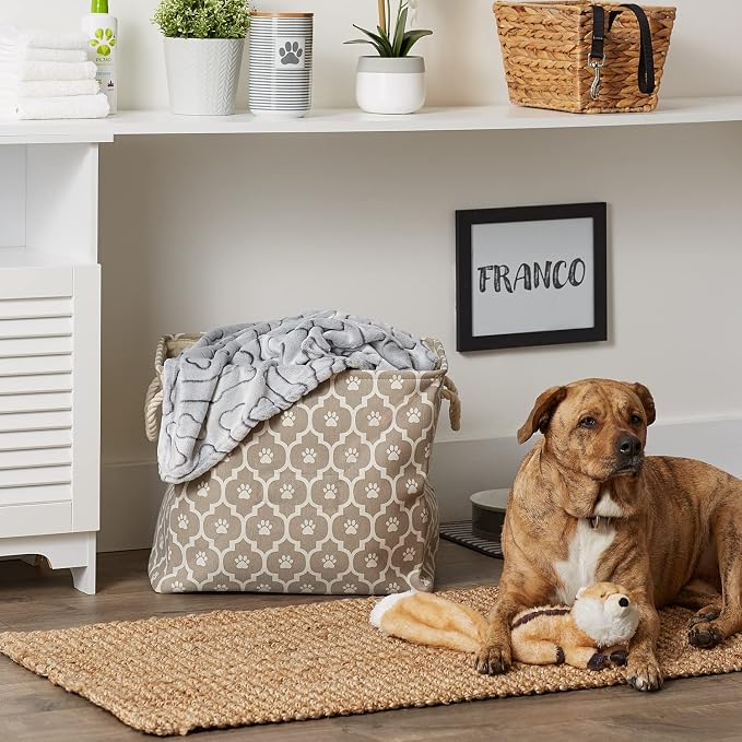 Bone Dry 6192 Pet Storage Collection Lattice Paw Print, Large Rectangle, Stone