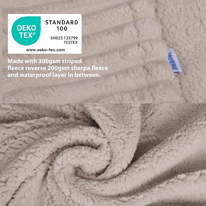 Waterproof Pet Blanket for Large Dogs & Cats - Reversible Calming Plush, Washable Furniture Cover for Couch, Bed, Car Seat, Blocks Leaks, Stains & Pet Fur (Line, 60"x80")