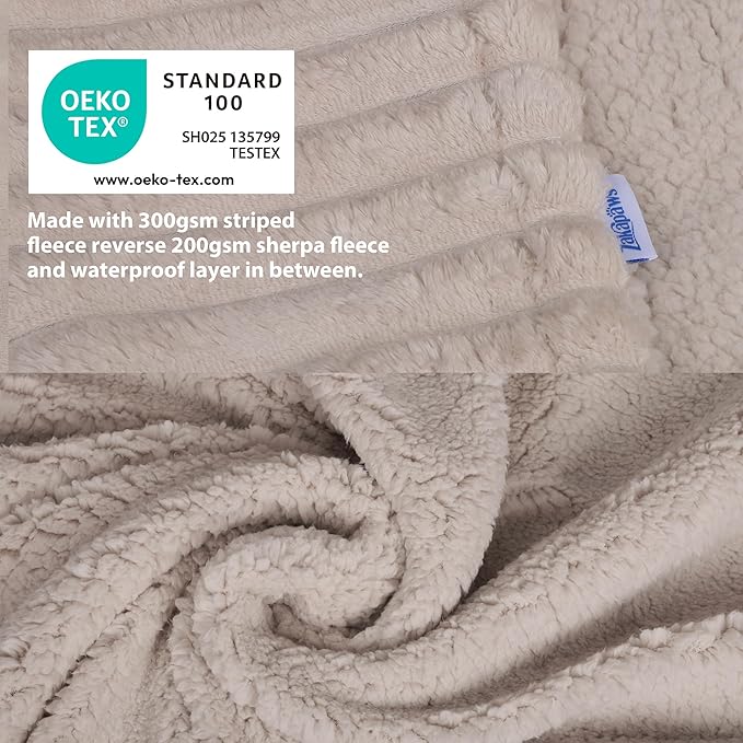 Waterproof Pet Blanket for Large Dogs & Cats - Reversible Calming Plush, Washable Furniture Cover for Couch, Bed, Car Seat, Blocks Leaks, Stains & Pet Fur (Line, 30"x40")